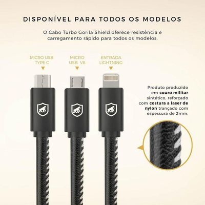 Cabo Turbo Militar - 1,5M - Lightning - Usb-A - Homologado - Gshield