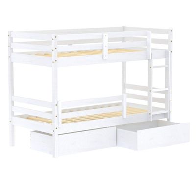 Beliche Infantil Slim Rb Com 02 Gavetas E Grade De Proteção Madeira Maciça Branco Housin