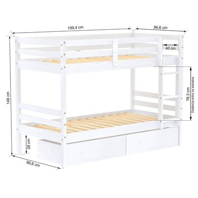 Beliche Infantil Slim Rb Com 02 Gavetas Madeira Maciça Branco Housin
