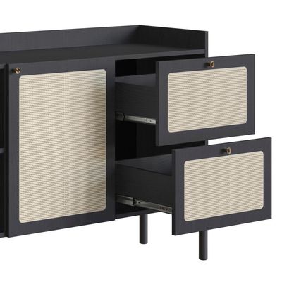Conjunto Aparador E Buffet Palhinha 27936x27935 Linha Oslo Nero Artesano Nero