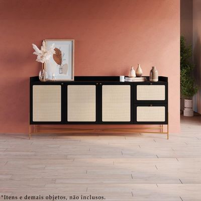Conjunto Aparador E Buffet Palhinha 28936x28935 Linha Oslo Nero Artesano Nero