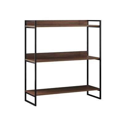 Aparador Industrial 3 Prateleiras Córdoba 95cm Preto E Carvalho - Cor: Marrom
