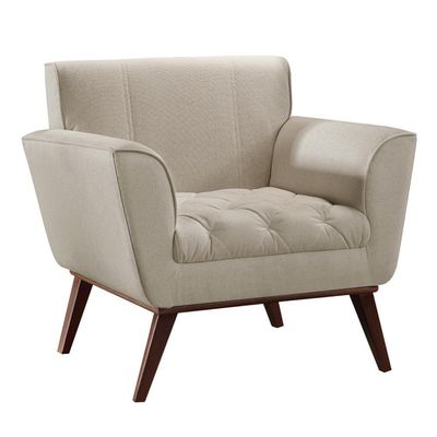 Conjunto - 2 Poltronas Lise Luxo Madeira Maciça Castellar Linho Bege Claro