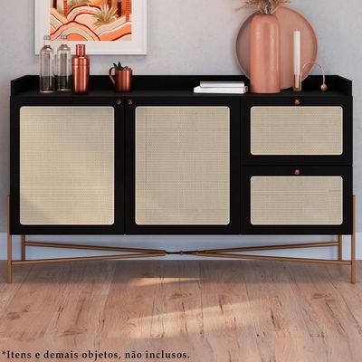 Aparador Balcao Buffet 139 Cm Pes Metal 28969 Oslo Nero Artesano Nero