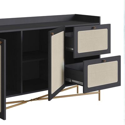 Aparador Balcao Buffet 139 Cm Pes Metal 28969 Oslo Nero Artesano Nero