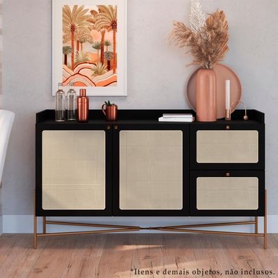 Aparador Balcao Buffet 139 Cm Pes Metal 28969 Oslo Nero Artesano Nero