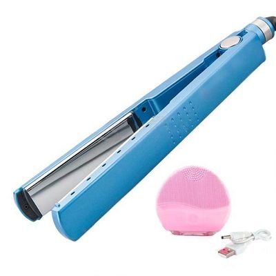 Kit 1 Prancha Nanotitanium + 1 Esponja Facial Rosa Bebê Nº8 Bivolt