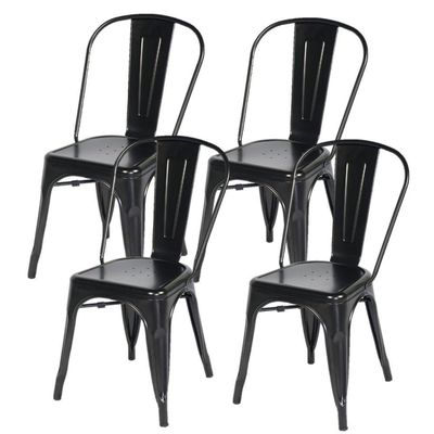 Kit - 4 X Cadeiras Iron Tolix - Preto - Semibrilho