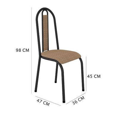 Kit 4 Cadeiras De Cozinha Arizona Estampado Rattan Bege Pés De Ferro Preto - Pallazio