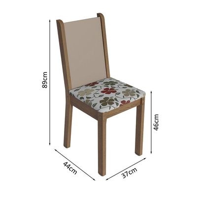 Conjunto Sala De Jantar Mesa Tampo De Madeira 6 Cadeiras Rustic/crema/hibiscos Wendy Madesa