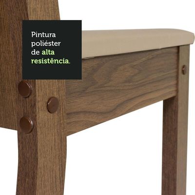 Conjunto Sala De Jantar Mesa Tampo De Madeira 6 Cadeiras Rustic/bege Sharon Madesa