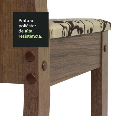 Conjunto Sala De Jantar Mesa Tampo De Madeira 6 Cadeiras Rustic/bege Marrom Sharon Madesa