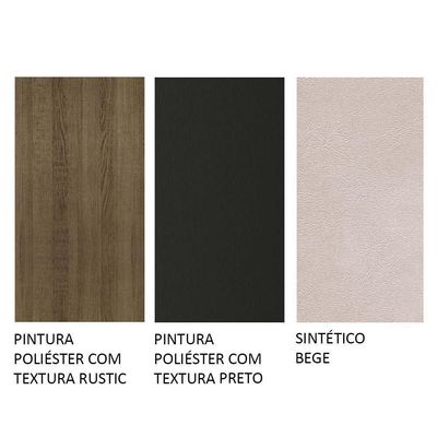 Conjunto Sala De Jantar Mesa Tampo De Madeira 4 Cadeiras Rustic/preto/sintético Bege Samara Madesa