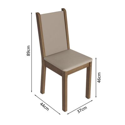 Conjunto Sala De Jantar Mesa Tampo De Madeira 4 Cadeiras Rustic/crema/sintético Bege Briana Madesa