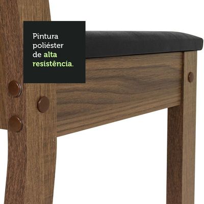 Conjunto Sala De Jantar Mesa Tampo De Madeira 4 Cadeiras Rustic/crema/preto Samara Madesa