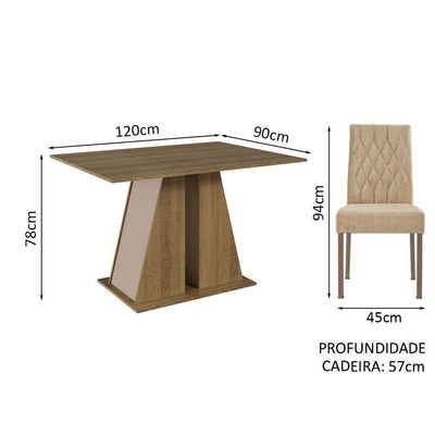 Conjunto Sala De Jantar Mesa Tampo De Madeira 4 Cadeiras Rustic/crema/imperial Gisele Madesa