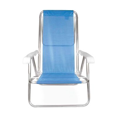 Kit 2 Cadeira Praia Reclinável 8 Posições Alumínio Mor Azul