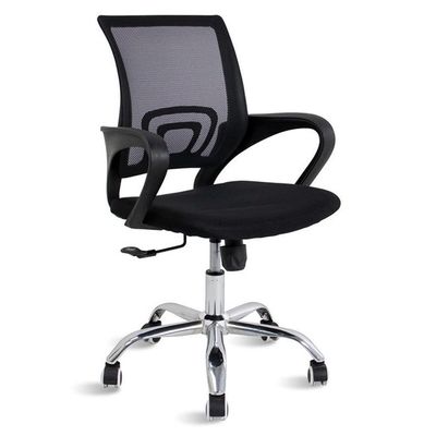 Cadeira De Escritorio Com Base Cromada Mesh - Preta
