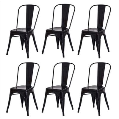 Conjunto 6 Cadeiras Tolix Iron - Design - Preta
