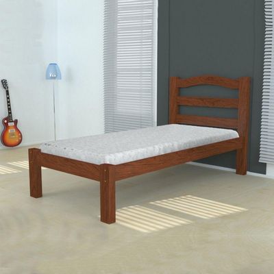 Cama Robusta Arauna Amendoa Com Colchão D23 Prorelax Imbuia / Pastel