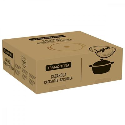 Caçarola Tramontina Lyon Em Alumínio Forjado Antiaderente Starflon T5 Com Tampa Preta 24 Cm 3,7