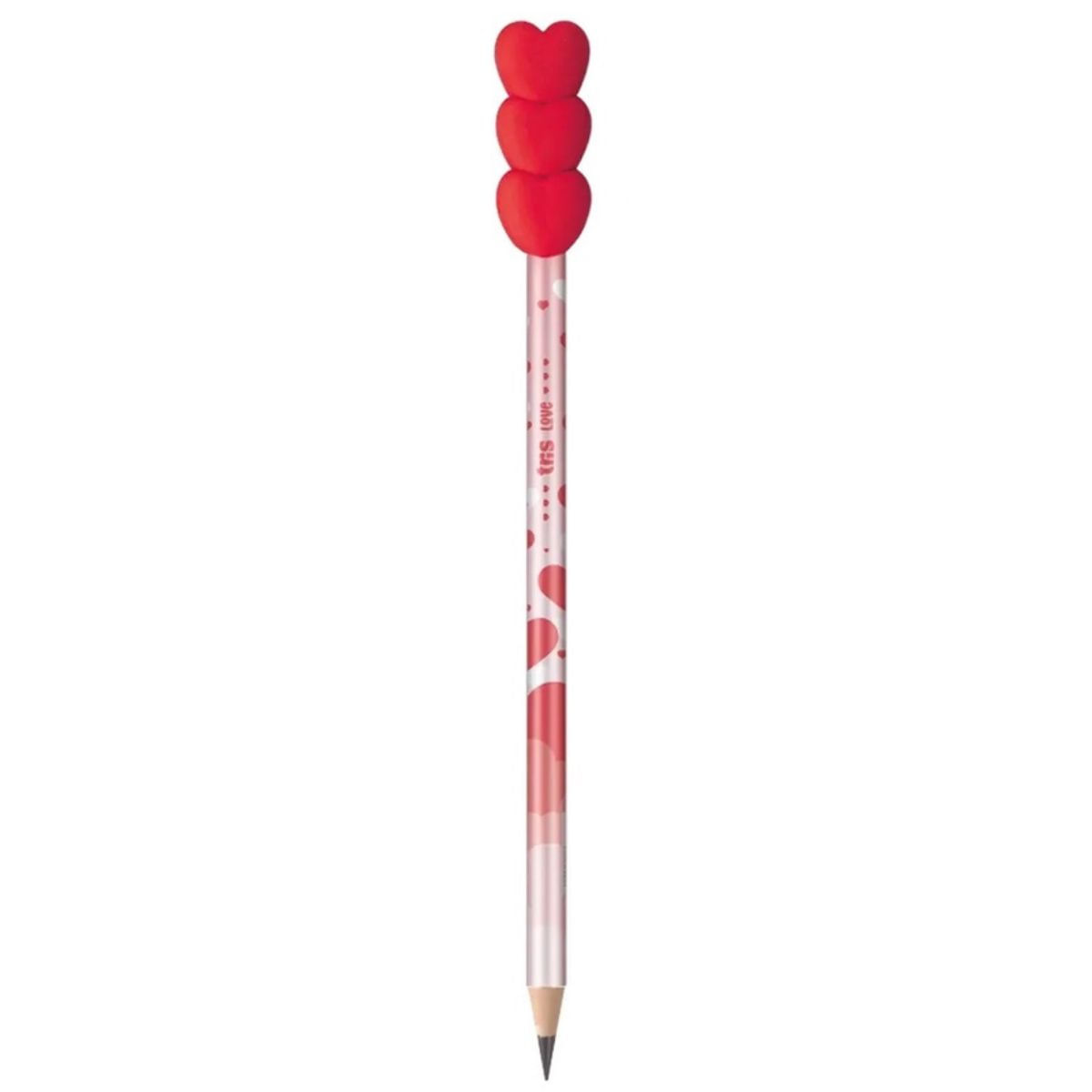 LAPIS PRETO HB2 COM TOPPER LOVE CORRAÇÕES BORRACHA - TRIS