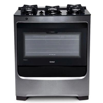 Fogão De Piso 5 Bocas Mesa Em Vidro Cfs5 Consul Inox Bivolt Bivolt