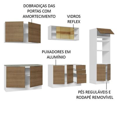 Armário De Cozinha Completa 310cm Branco/rustic Stella Madesa 03 Branco/rustic