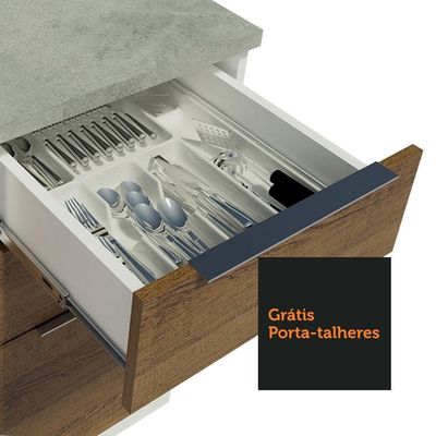 Armário De Cozinha Completa 310cm Branco/rustic Stella Madesa 03 Branco/rustic