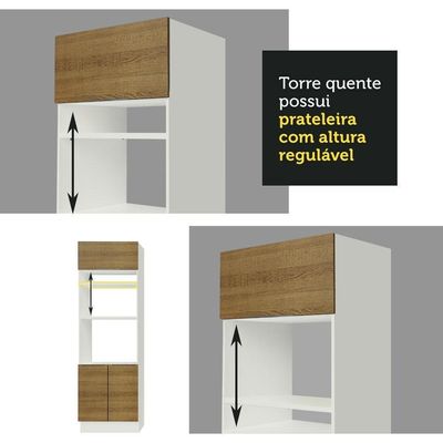 Armário De Cozinha Completa 310cm Branco/rustic Stella Madesa 03 Branco/rustic