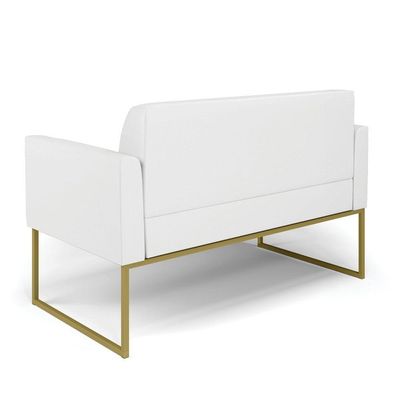 Sofá Namoradeira Com 2 Poltronas Base Industrial Dourado Marisa Corino D03 - D\'rossi Cor Branco