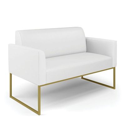 Sofá Namoradeira Com 2 Poltronas Base Industrial Dourado Marisa Corino D03 - D\'rossi Cor Branco