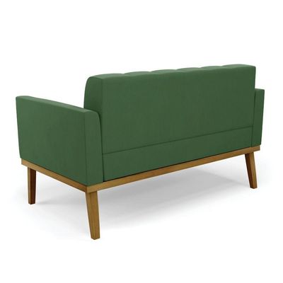 Namoradeira Com Poltrona Base De Madeira Castanho Elisa Suede D03 - D\'rossi Cor Verde