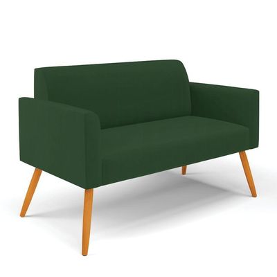 Sofá Namoradeira Com Poltrona Pés Palito Castanho Marisa Veludo D03 - D\'rossi Cor Verde