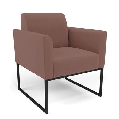 Sofá Namoradeira Com Poltrona Base Industrial Preto Marisa Veludo D03 - D\'rossi Cor Rose