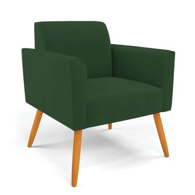 Sofá Namoradeira Com Poltrona Pés Palito Castanho Marisa Veludo D03 - D\'rossi Cor Verde