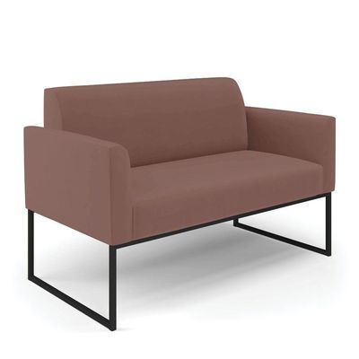Sofá Namoradeira Com Poltrona Base Industrial Preto Marisa Veludo D03 - D\'rossi Cor Rose