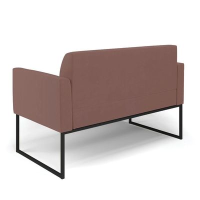 Sofá Namoradeira Com Poltrona Base Industrial Preto Marisa Veludo D03 - D\'rossi Cor Rose