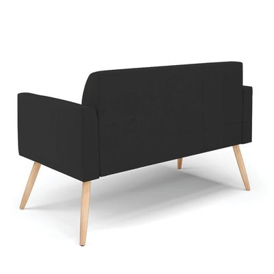 Sofá Namoradeira Com 2 Poltronas Pés Palito Natural Marisa Veludo D03 - D\'rossi Cor Preto