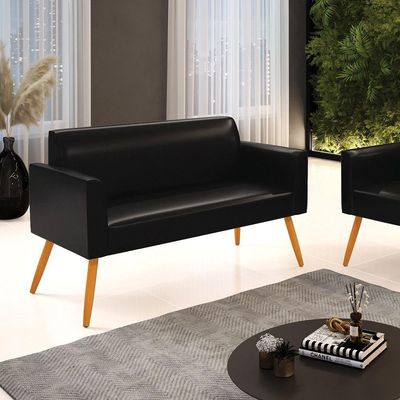 Sofá Namoradeira Pés Palito Castanho Marisa Corano D03 - D\'rossi Cor Preto