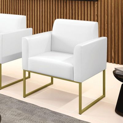 Poltrona Base Industrial Dourado Marisa Corano D03 - D\'rossi Cor Branco