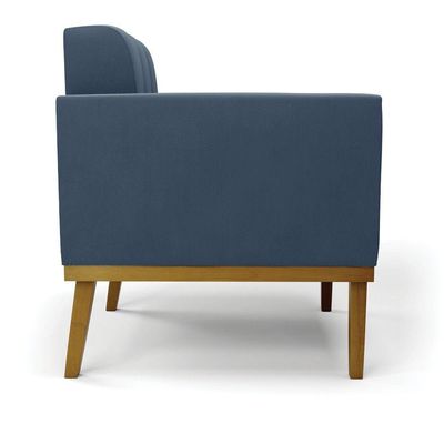 Poltrona Base De Madeira Fixa Castanho Elisa Suede D03 - D\'rossi Cor Azul Marinho
