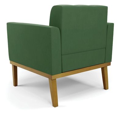 Poltrona Base De Madeira Fixa Castanho Elisa Suede D03 - D\'rossi Cor Verde