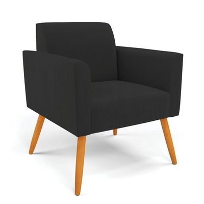 Sofá Namoradeira Com 2 Poltronas Pés Palito Castanho Marisa Veludo D03 - D\'rossi Cor Preto