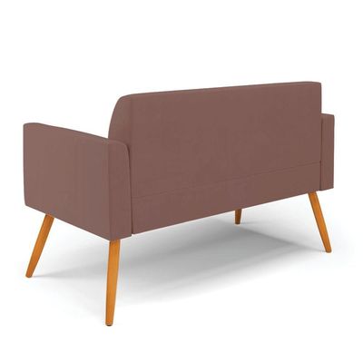 Sofá Namoradeira Com 2 Poltronas Pés Palito Castanho Marisa Veludo D03 - D\'rossi Cor Rose