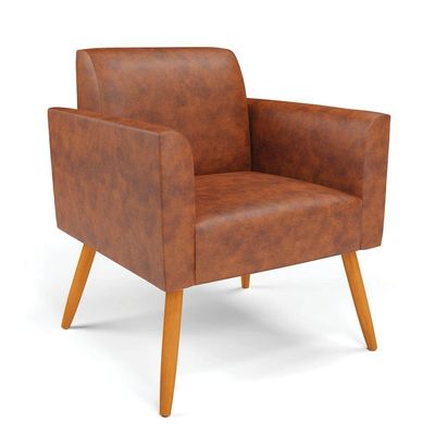Sofá Namoradeira Com 2 Poltronas Pés Palito Castanho Marisa Corano D03 - D\'rossi Cor Nozes