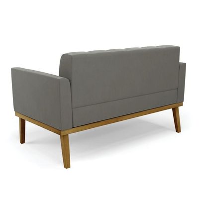 Namoradeira Com 2 Poltronas Base De Madeira Castanho Elisa Suede D03 - D\'rossi Cor Grafite