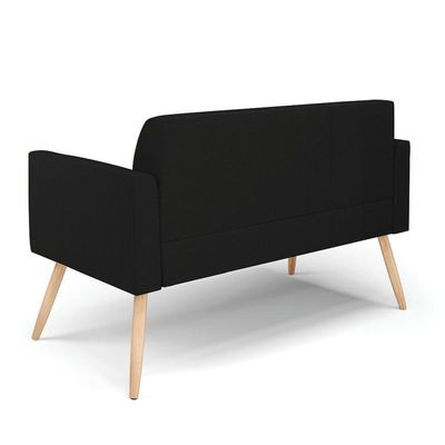 Sofá Namoradeira Com 2 Poltronas Pés Palito Natural Marisa Linho D03 - D\'rossi Cor A79 Preto