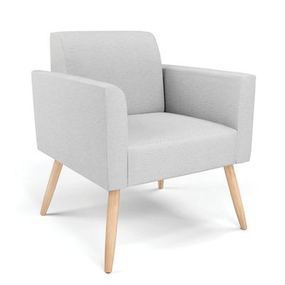 Sofá Namoradeira Com 2 Poltronas Pés Palito Natural Marisa Linho D03 - D\'rossi Cor A05 Cinza