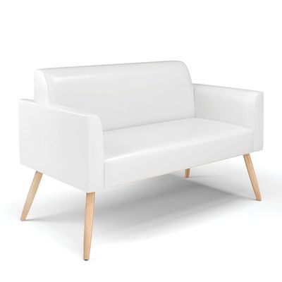 Sofá Namoradeira Com 2 Poltronas Pés Palito Natural Marisa Corano D03 - D\'rossi Cor Branco